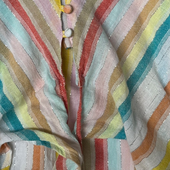 Vintage Striped Tie Front Shirt, Cropped, Colourful Cotton, Small - Picture 7 of 7